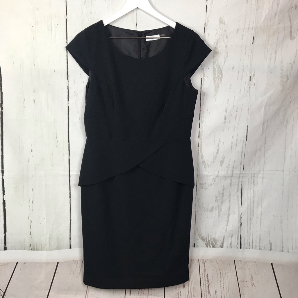 Calvin Klein Black Cap Sleeve Sheath Dress Women Sz 10
